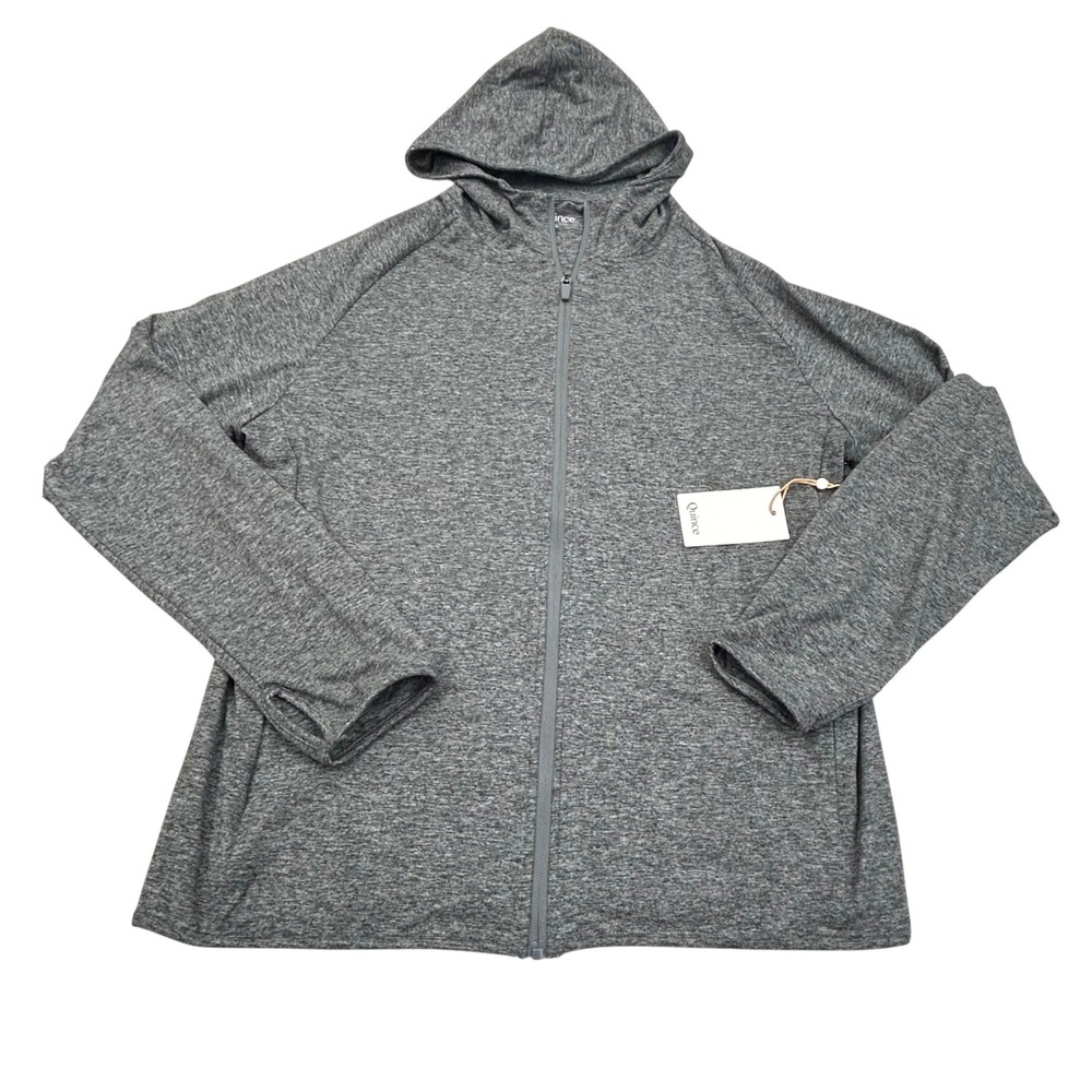 Quince Flowknit Hoodie Womens Large Full Zip Performance Gym‎ Heather Grey NWT
